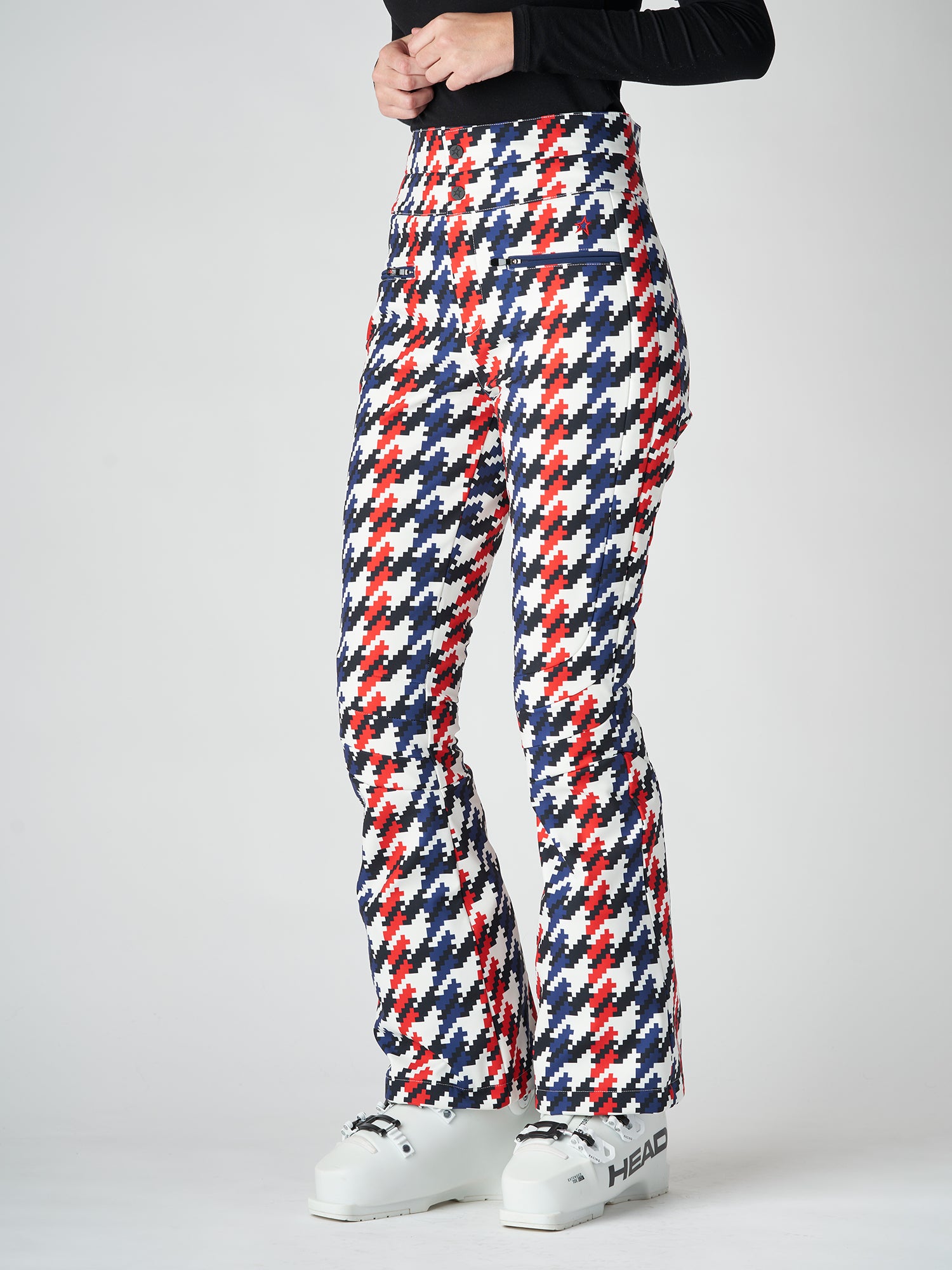 Perfect Moment Aurora High-rise Houndstooth Ski Trousers in White