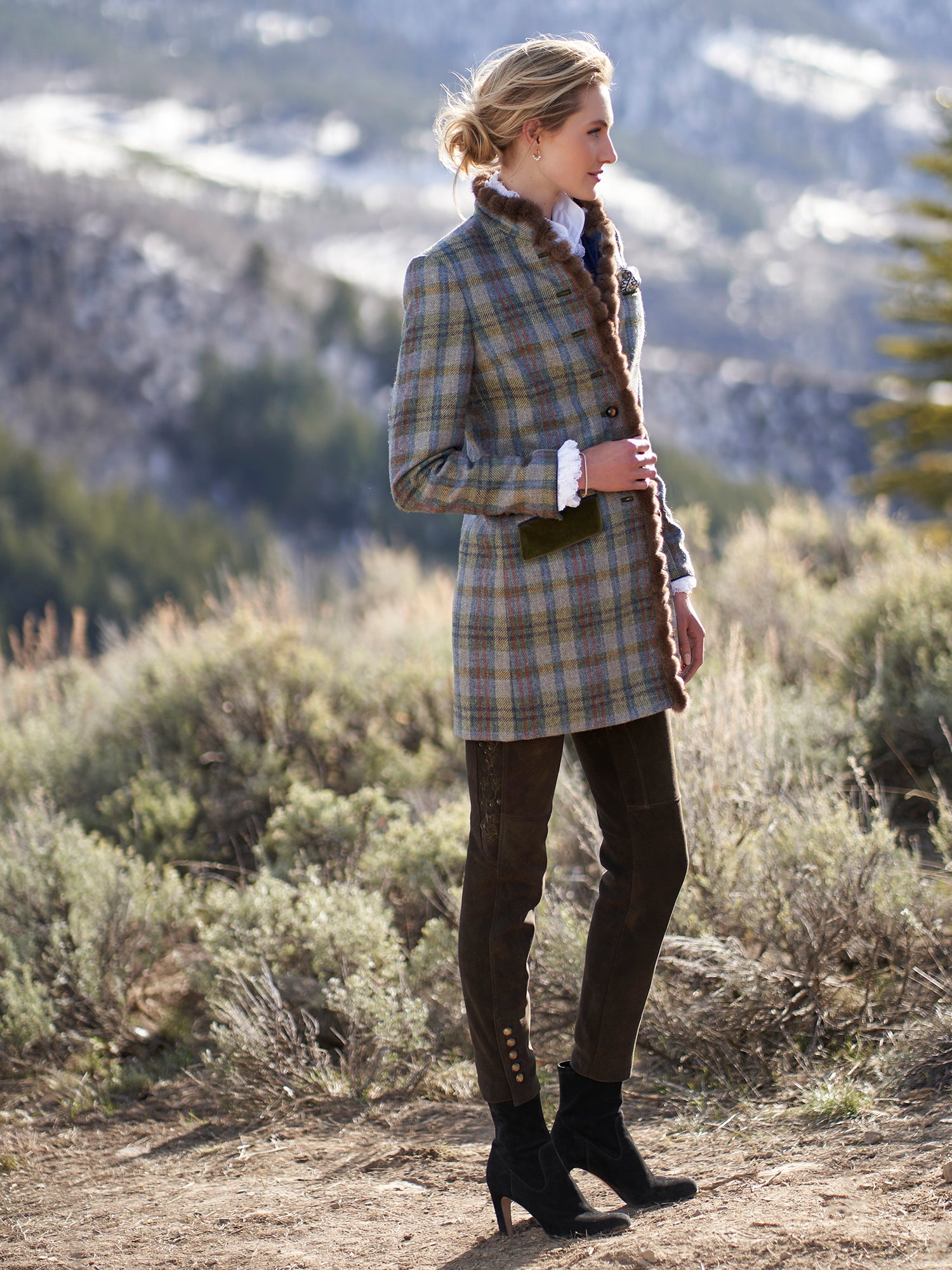 Menswear Inspired Womens Sophia Jacket In Brown Tweed