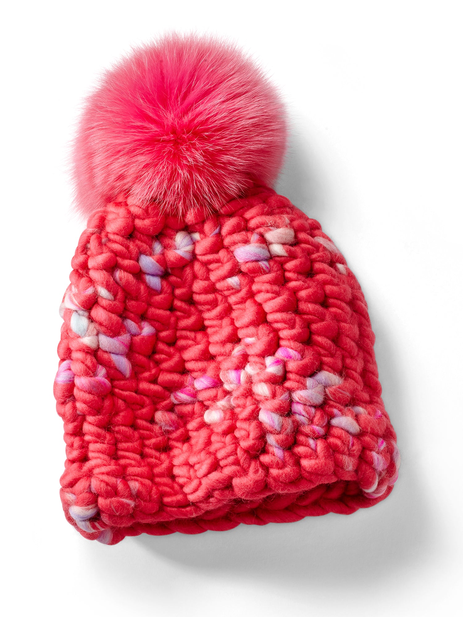 Nokhu beanie | 100% Peruvian on sale wool beanie | chunky knit | faux fur pom-pom | winter hat | purple | pink - by Timber Ridge Knits