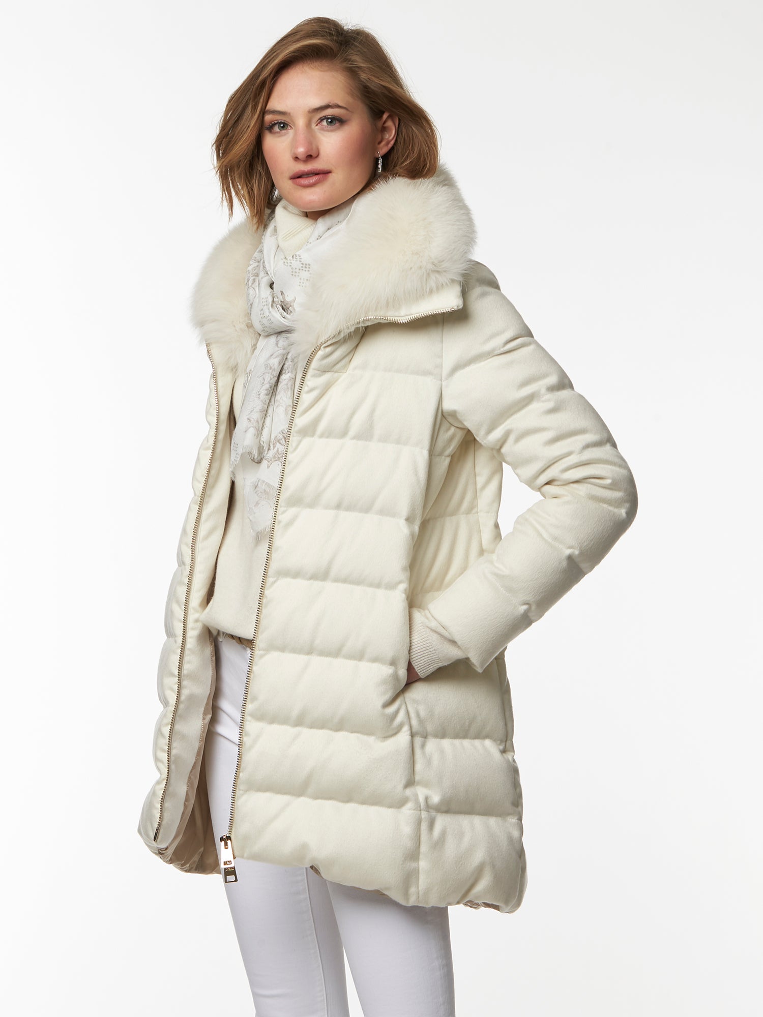 Silk silk fur hot sale hood padded jacket