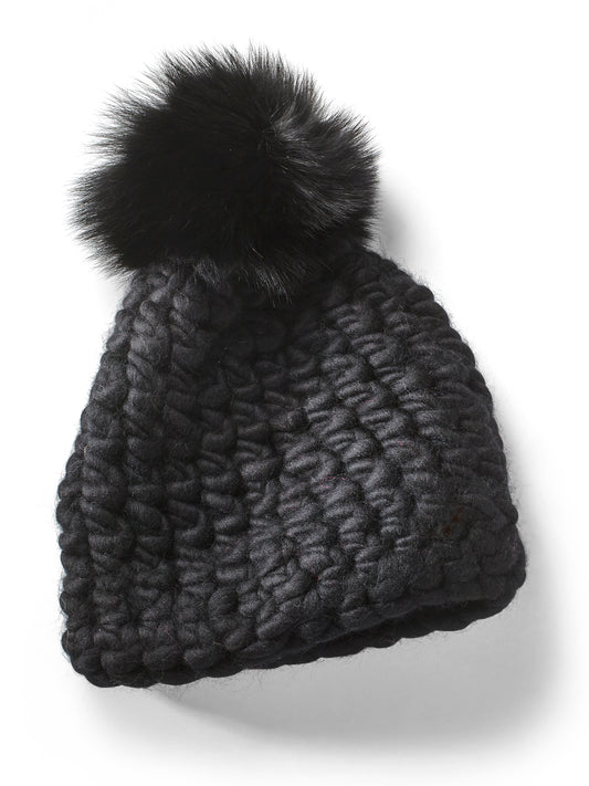 Leopard Love Faux Fur Pom Beanie in Iced Mocha