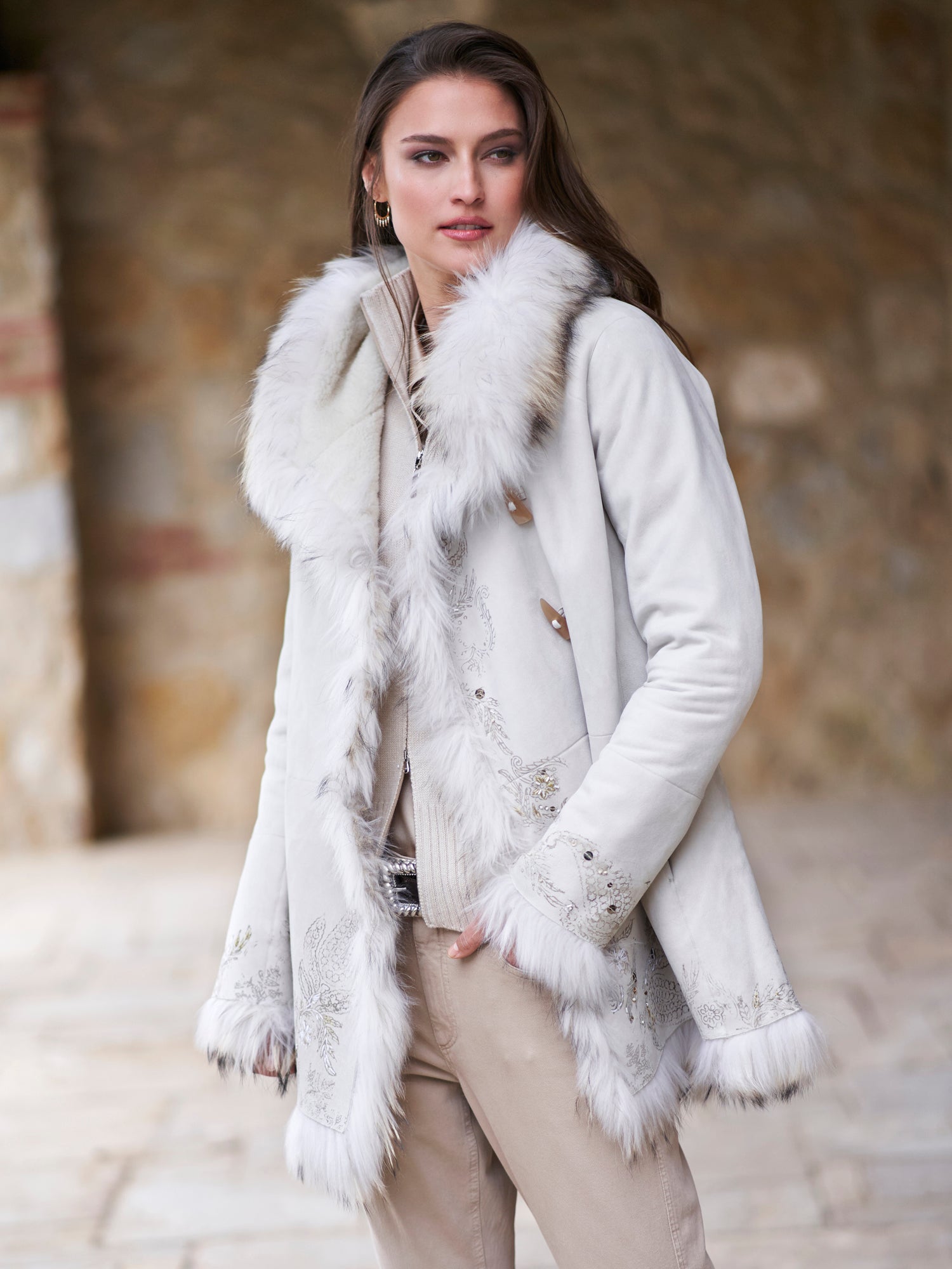 White shearling 2025 coat womens