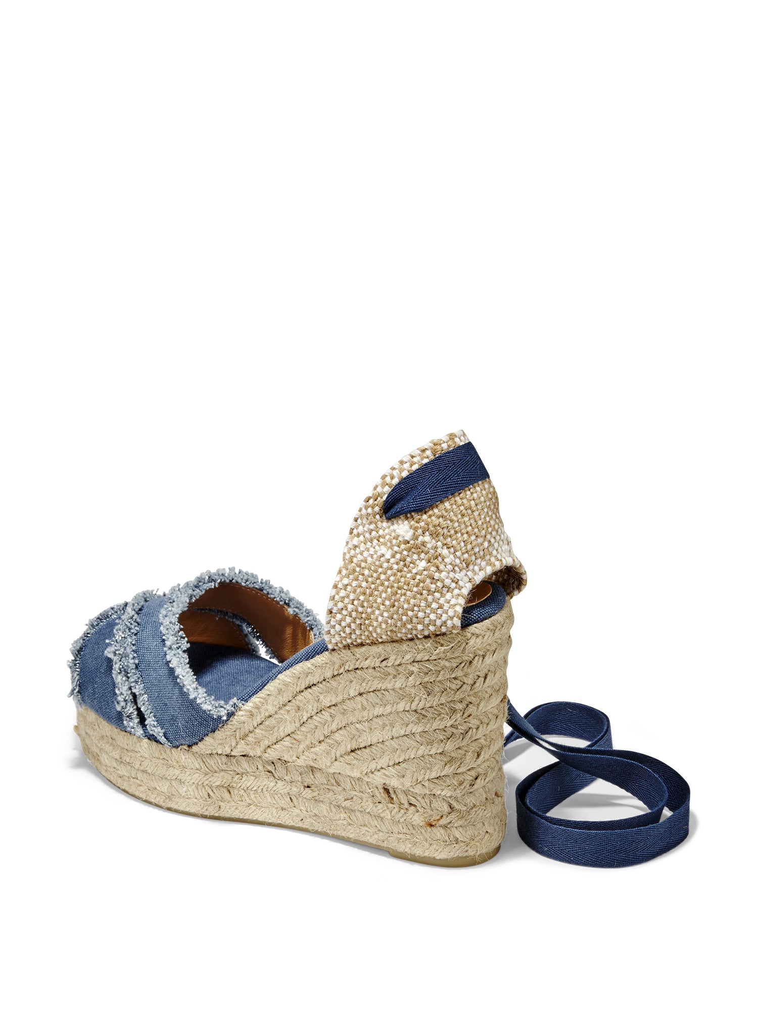 Women's Blue Denim Strap Espadrille Platform Sandals - Size 6