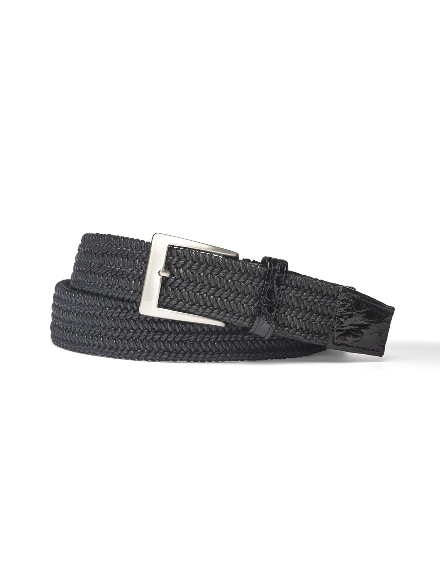 Stretch Woven Belt With Croc Tabs