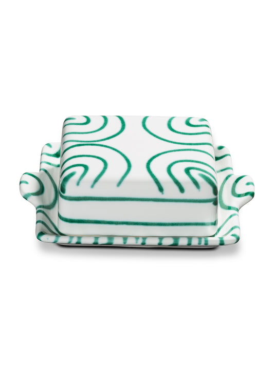 Green Swirl Butter Dish