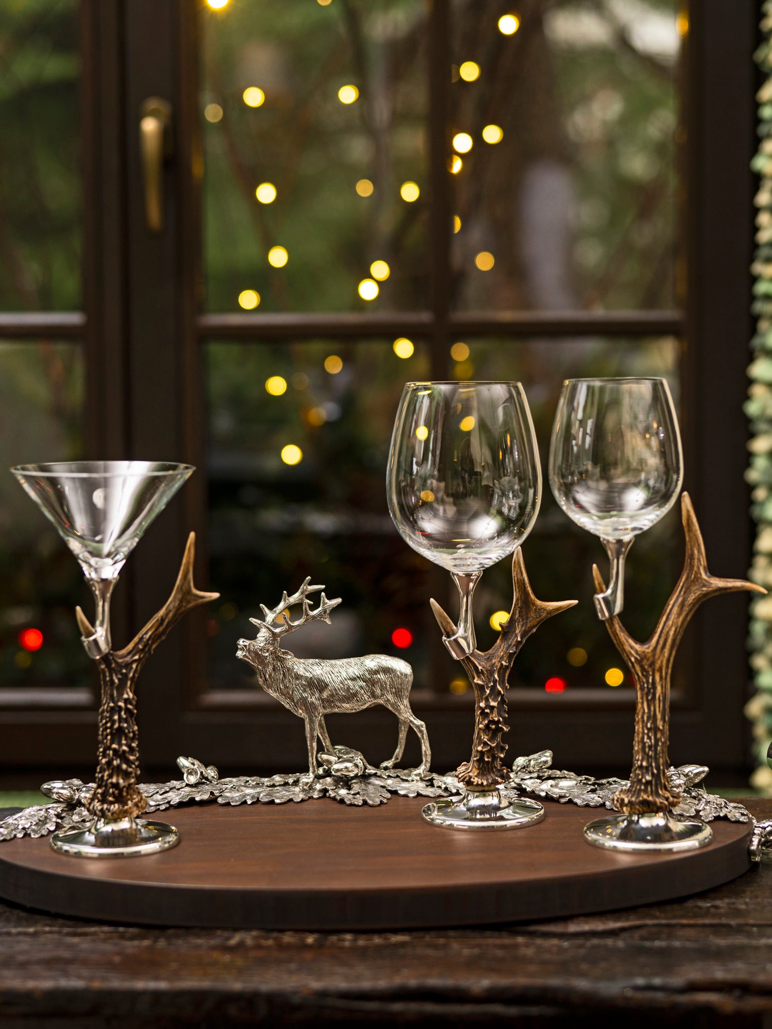 Gold Stag Deer Martini Glasses